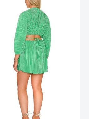 Good American Bright Green Pleated Mini Dress